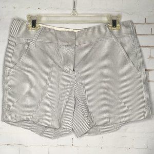 J. Crew Seersucker Shorts sz 6 Gray White Stripe